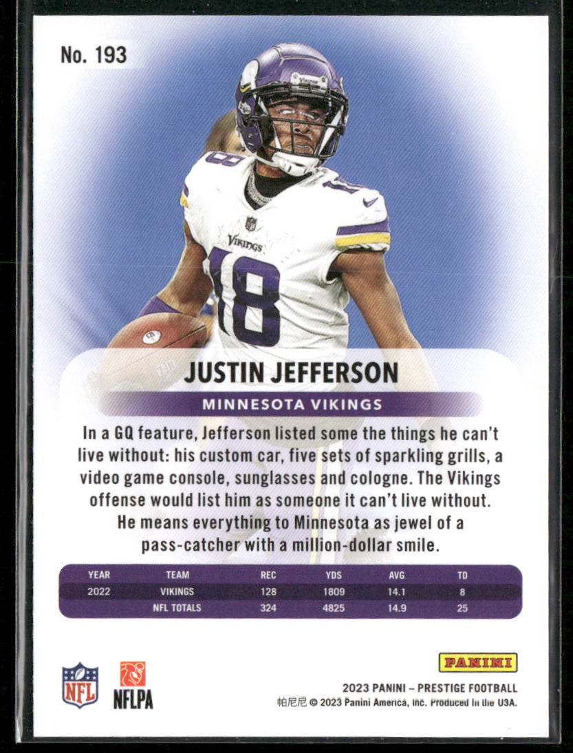 Justin Jefferson 2023 Panini Prestige #193 Minnesota Vikings