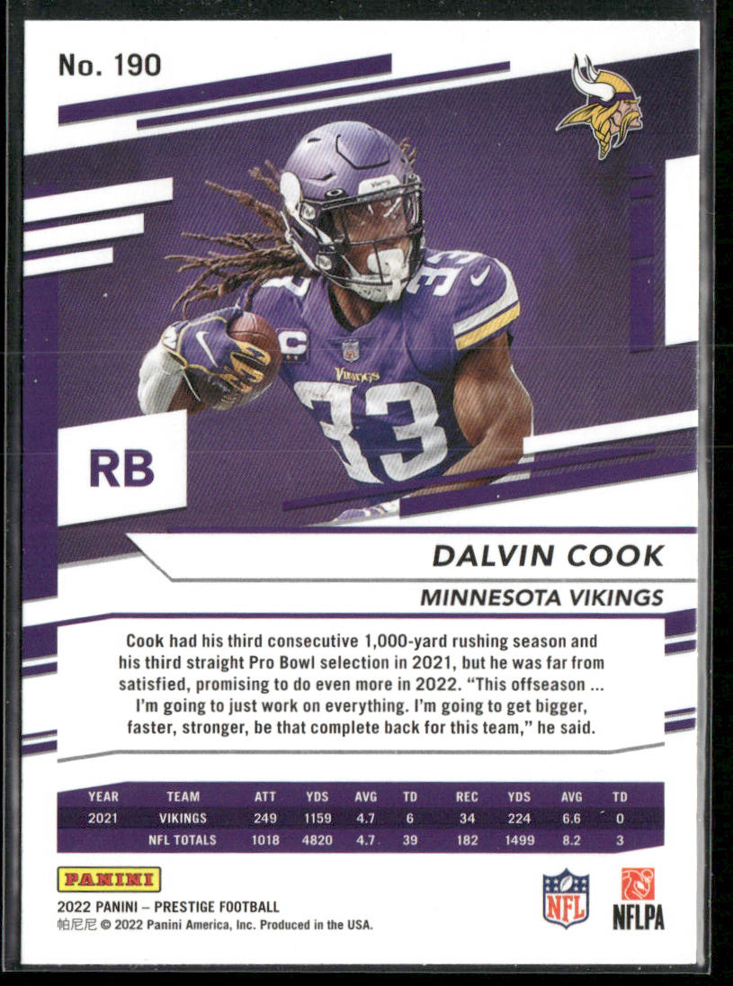 Dalvin Cook 2022 Panini Prestige #190 Minnesota Vikings