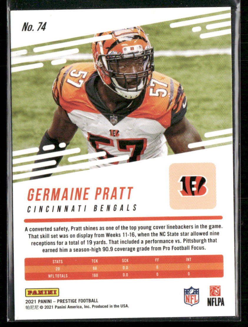 Germaine Pratt 2021 Panini Prestige #74 Cincinnati Bengals