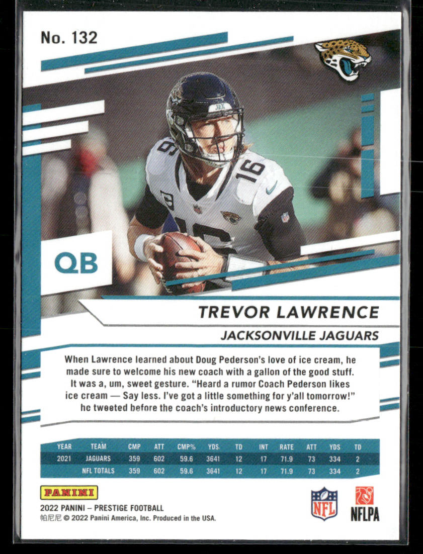 Trevor Lawrence 2022 Panini Prestige #132 Jacksonville Jaguars