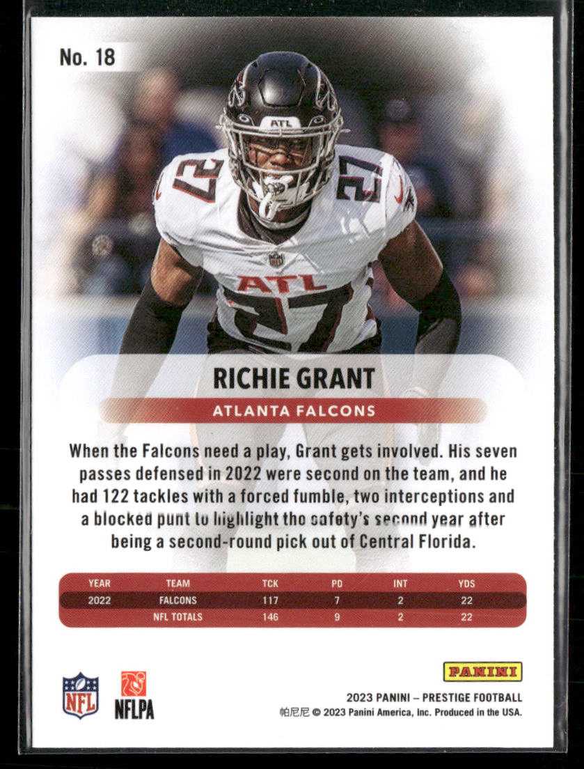 Richie Grant 2023 Panini Prestige #18 Atlanta Falcons