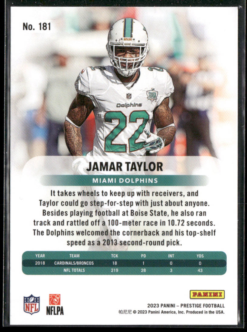 Jamar Taylor 2023 Panini Prestige #181 Miami Dolphins