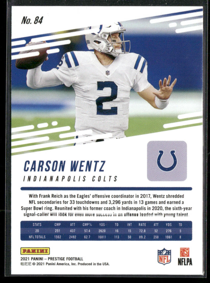 Carson Wentz 2021 Panini Prestige #84 Indianapolis Colts