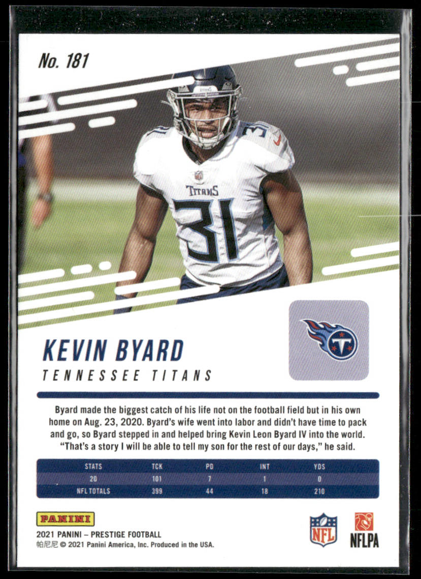 Kevin Byard 2021 Panini Prestige #181 Tennessee Titans