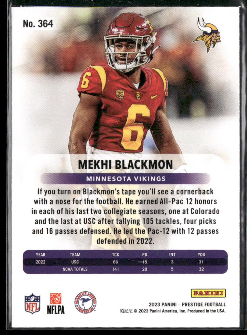 Mekhi Blackmon 2023 Panini Prestige #364 RC Minnesota Vikings