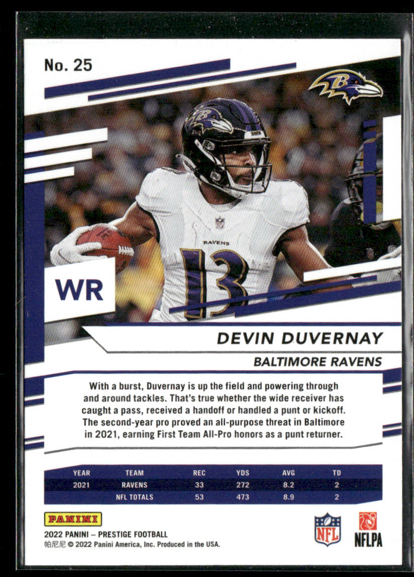 Devin Duvernay 2022 Panini Prestige #25 Baltimore Ravens