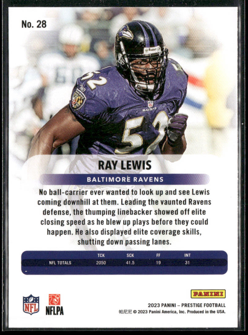 Ray Lewis 2023 Panini Prestige #28 Baltimore Ravens