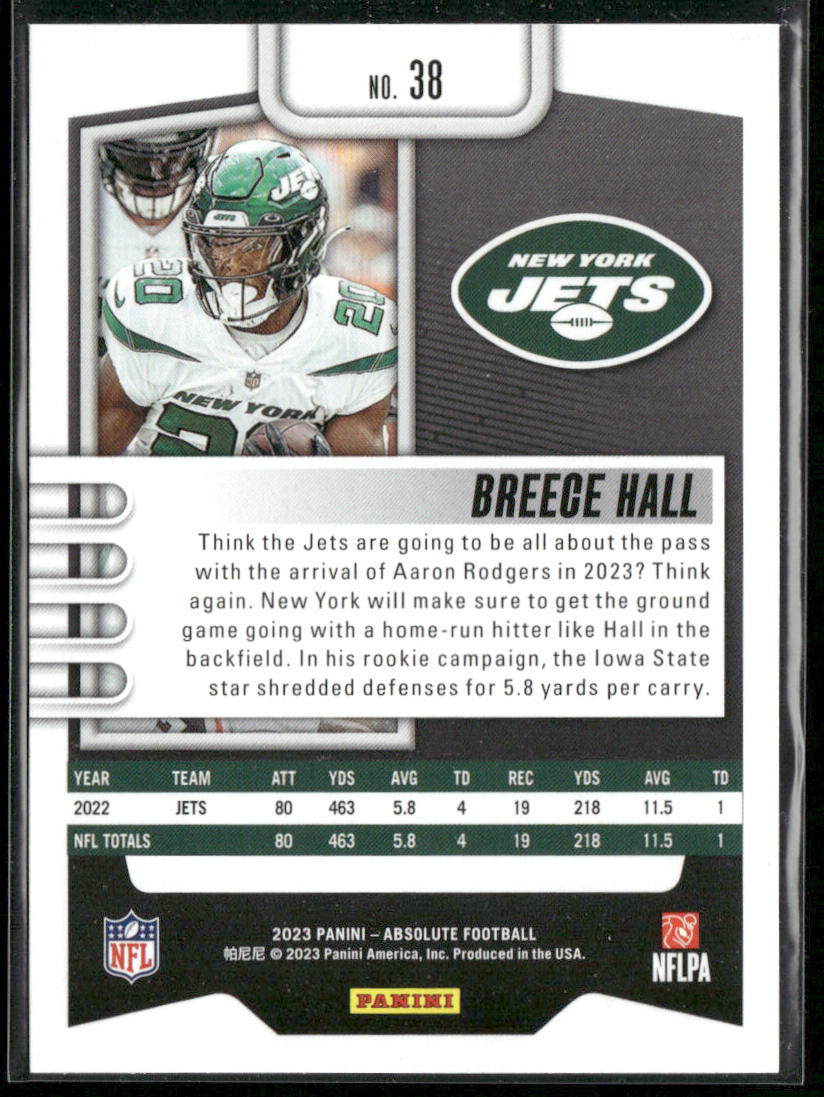Breece Hall 2023 Panini Absolute Retail #38 New York Jets