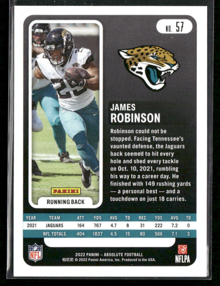 James Robinson 2022 Panini Absolute Retail #57 Jacksonville Jaguars