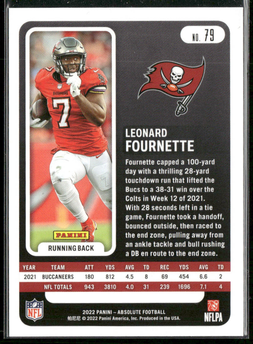 Leonard Fournette 2022 Panini Absolute Retail #79 Tampa Bay Buccaneers