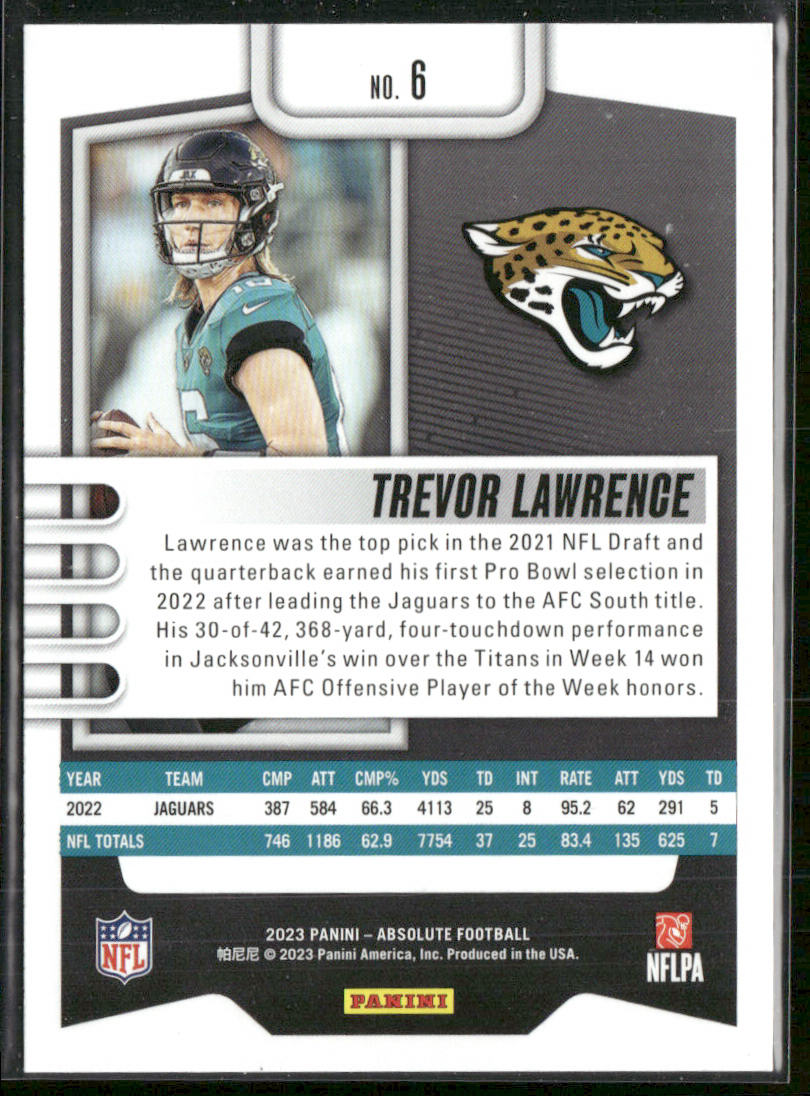 Trevor Lawrence 2023 Panini Absolute Retail #6 Jacksonville Jaguars