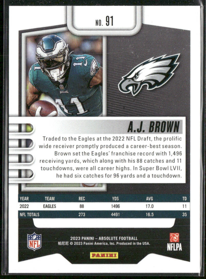 A.J. Brown 2023 Panini Absolute Retail #91 Philadelphia Eagles