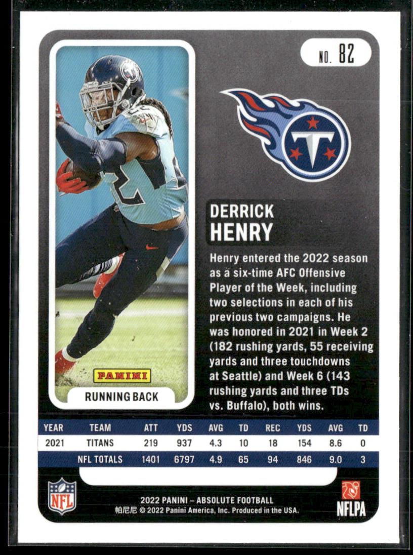 Derrick Henry 2022 Panini Absolute Retail #82 Tennessee Titans