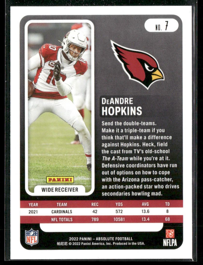 DeAndre Hopkins 2022 Panini Absolute Retail #7 Arizona Cardinals