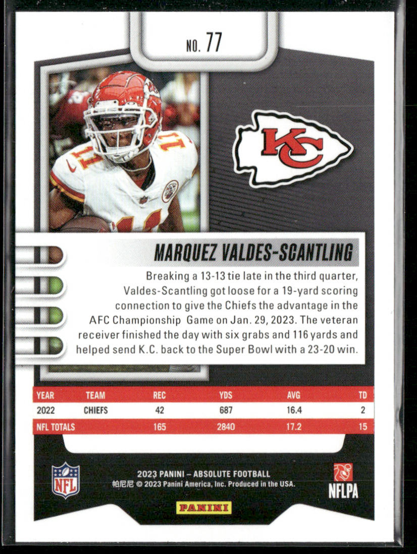 Marquez Valdes-Scantling 2023 Panini Absolute Retail #77 Kansas City Chiefs