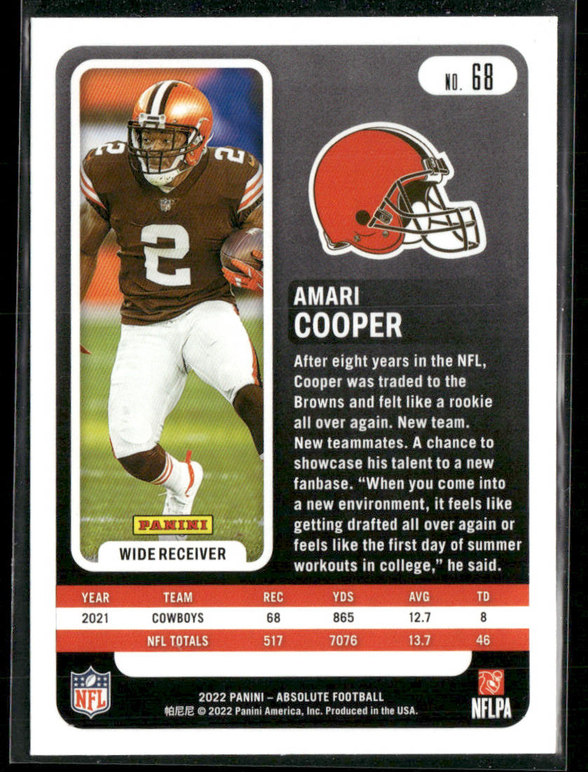 Amari Cooper 2022 Panini Absolute Retail #68 Cleveland Browns