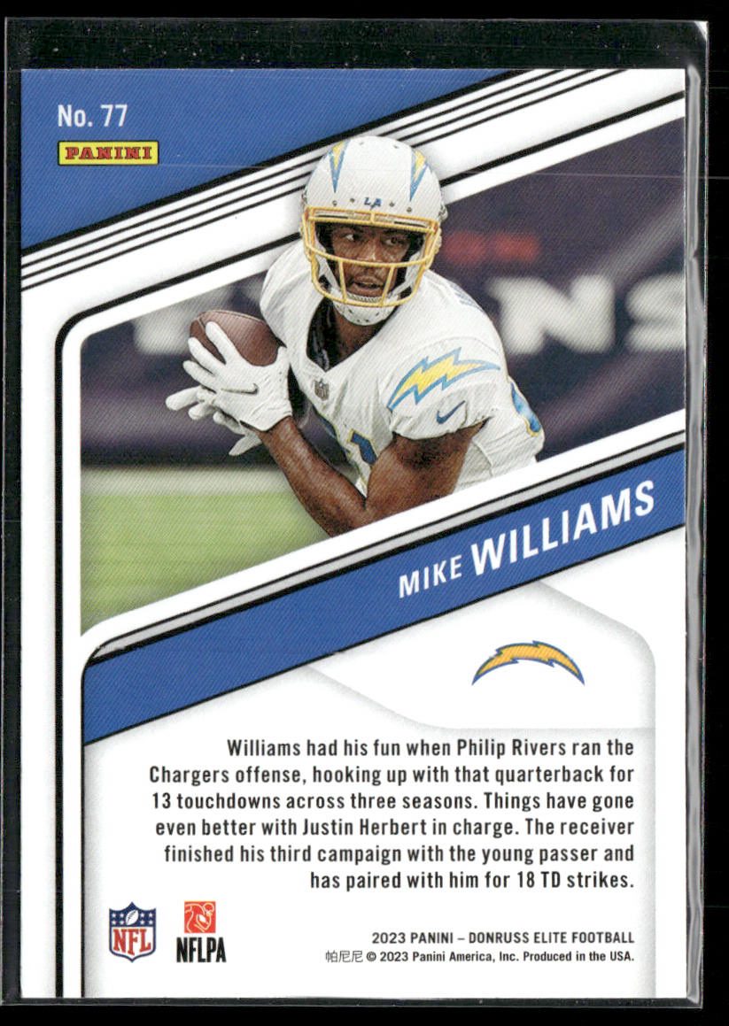 Mike Williams 2023 Donruss Elite #77 Los Angeles Chargers