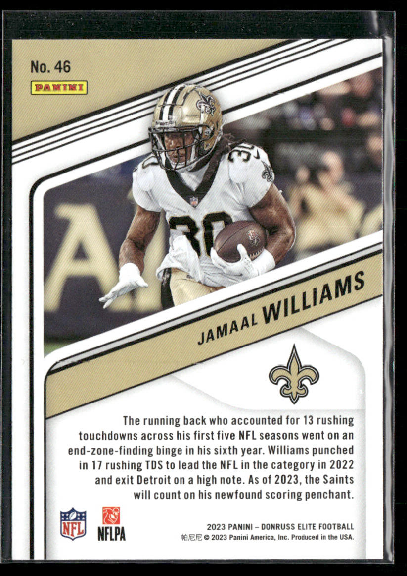 Jamaal Williams 2023 Donruss Elite #46 New Orleans Saints