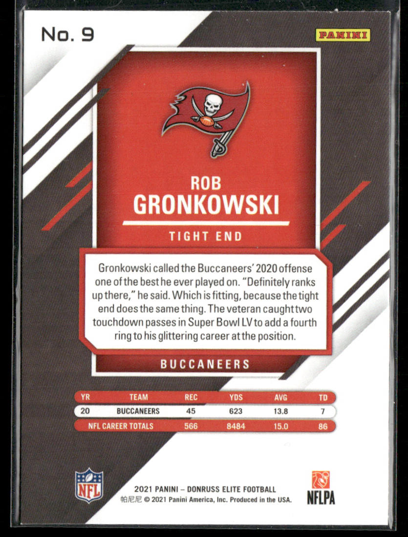 Rob Gronkowski 2021 Donruss Elite #9 Tampa Bay Buccaneers