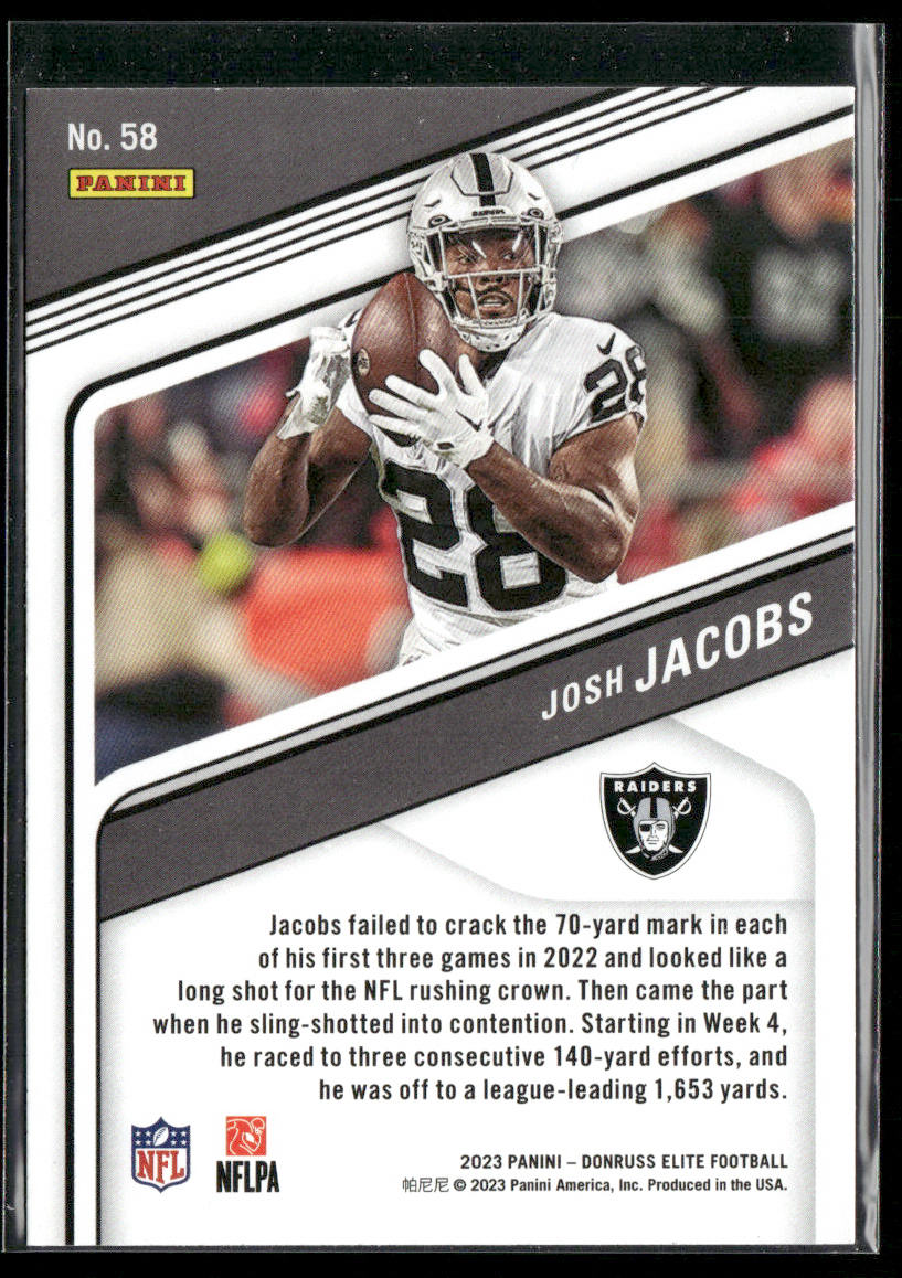 Josh Jacobs 2023 Donruss Elite #58 Las Vegas Raiders