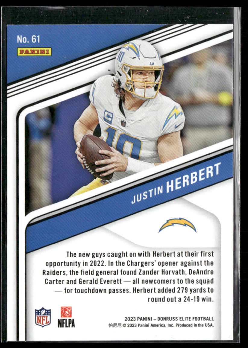 Justin Herbert 2023 Donruss Elite #61 Los Angeles Chargers