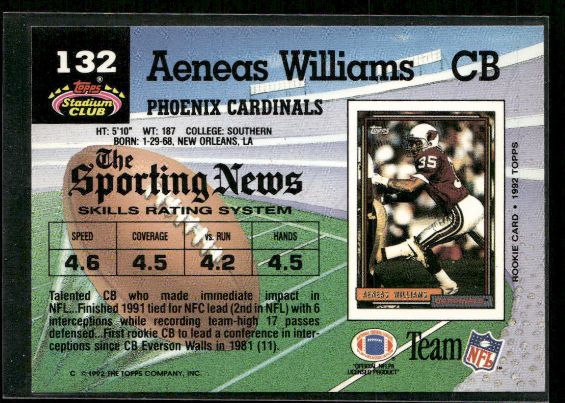 Aeneas Williams 1992 Stadium Club #132 Phoenix Cardinals