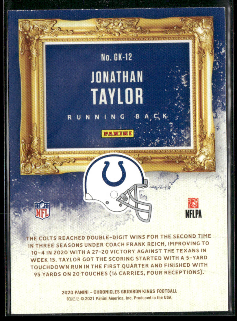 Jonathan Taylor 2020 Panini Chronicles Gridiron Kings #GK-12 Indianapolis Colts