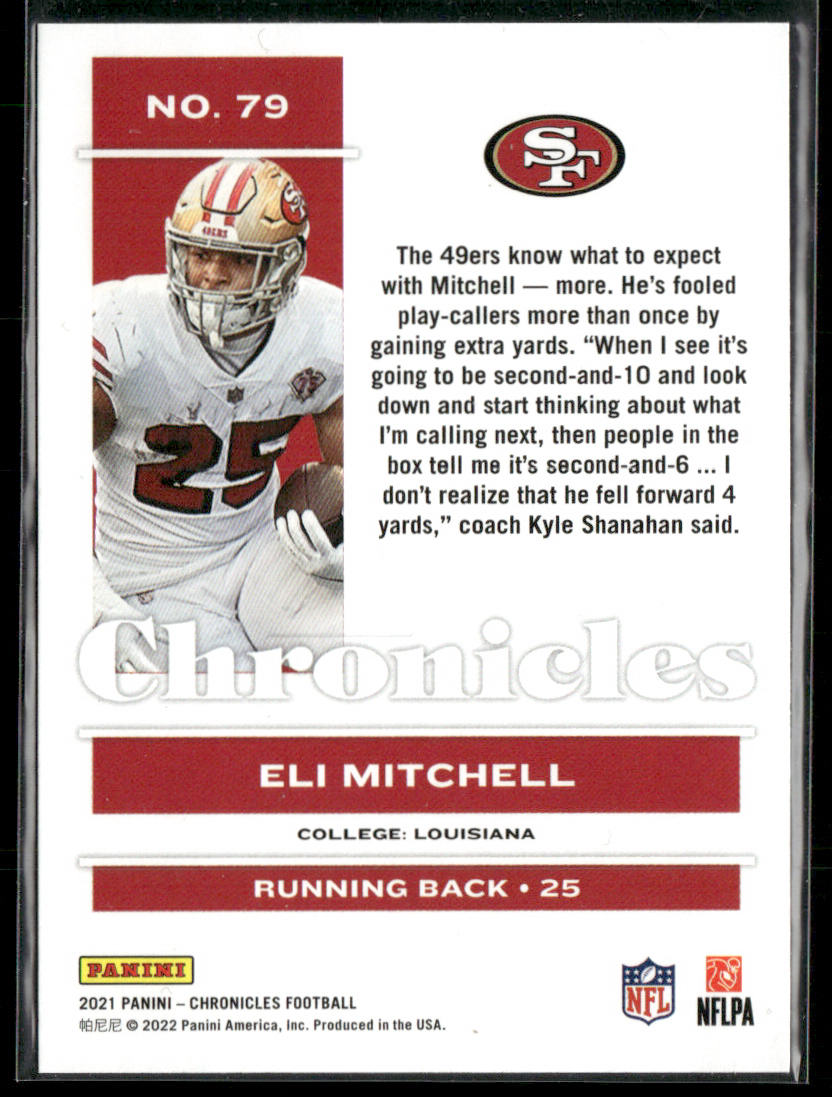 Eli Mitchell 2021 Panini Chronicles #79 RC San Francisco 49ers
