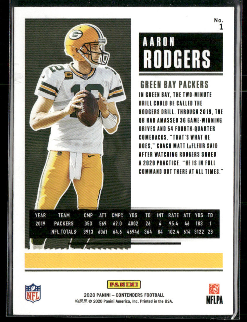 Aaron Rodgers 2020 Panini Contenders #1 Green Bay Packers