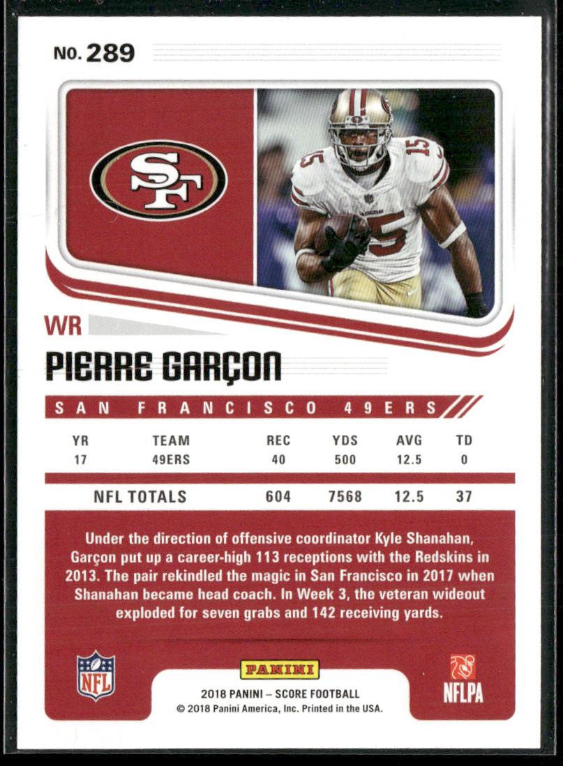 Pierre Garcon 2018 Score #289 San Francisco 49ers