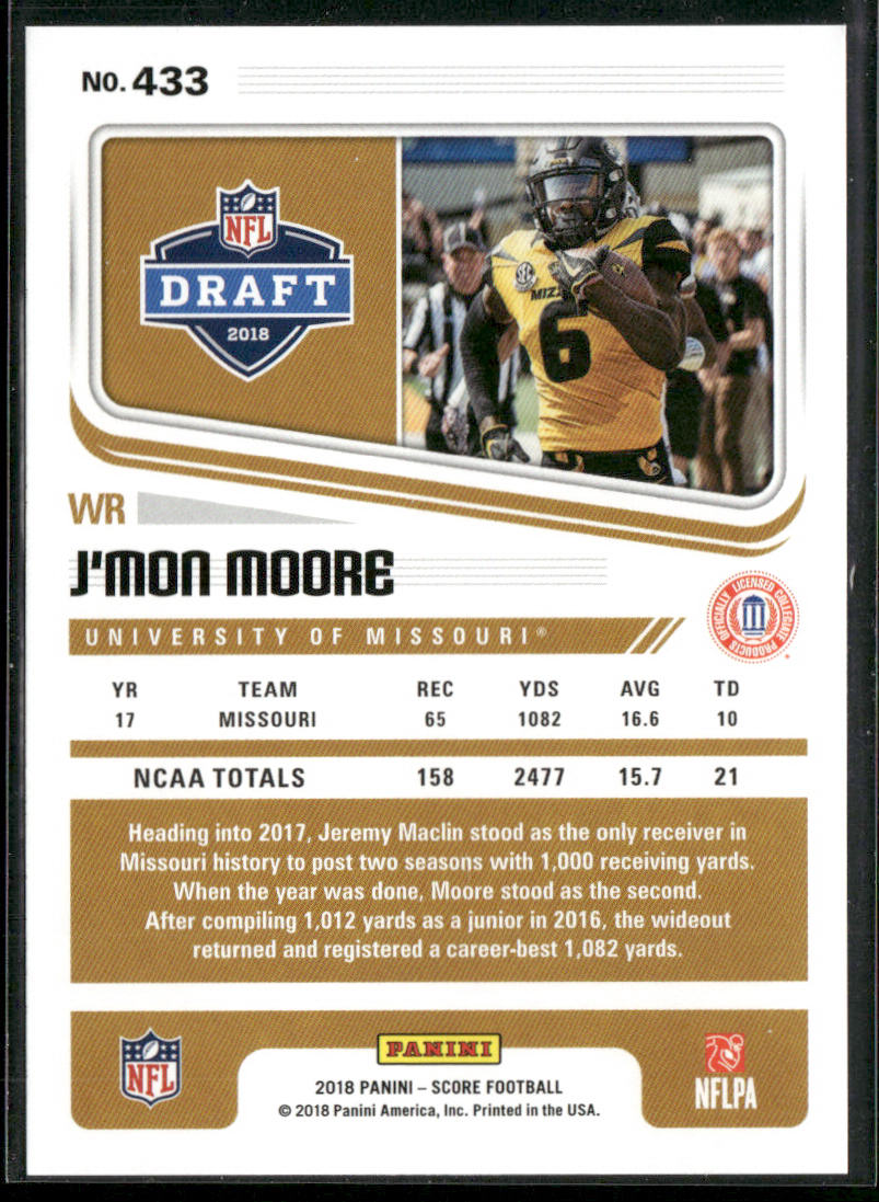 J'Mon Moore 2018 Score #433 Missouri Tigers