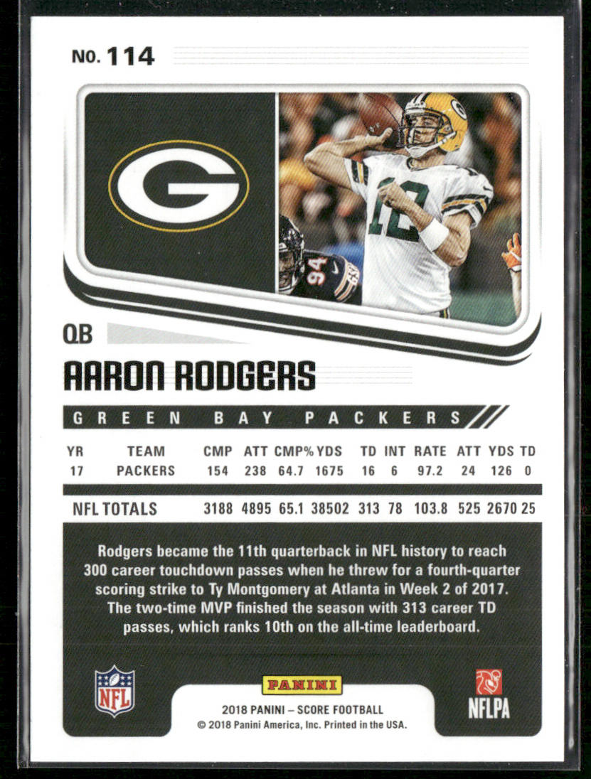 Aaron Rodgers 2018 Score #114 Green Bay Packers