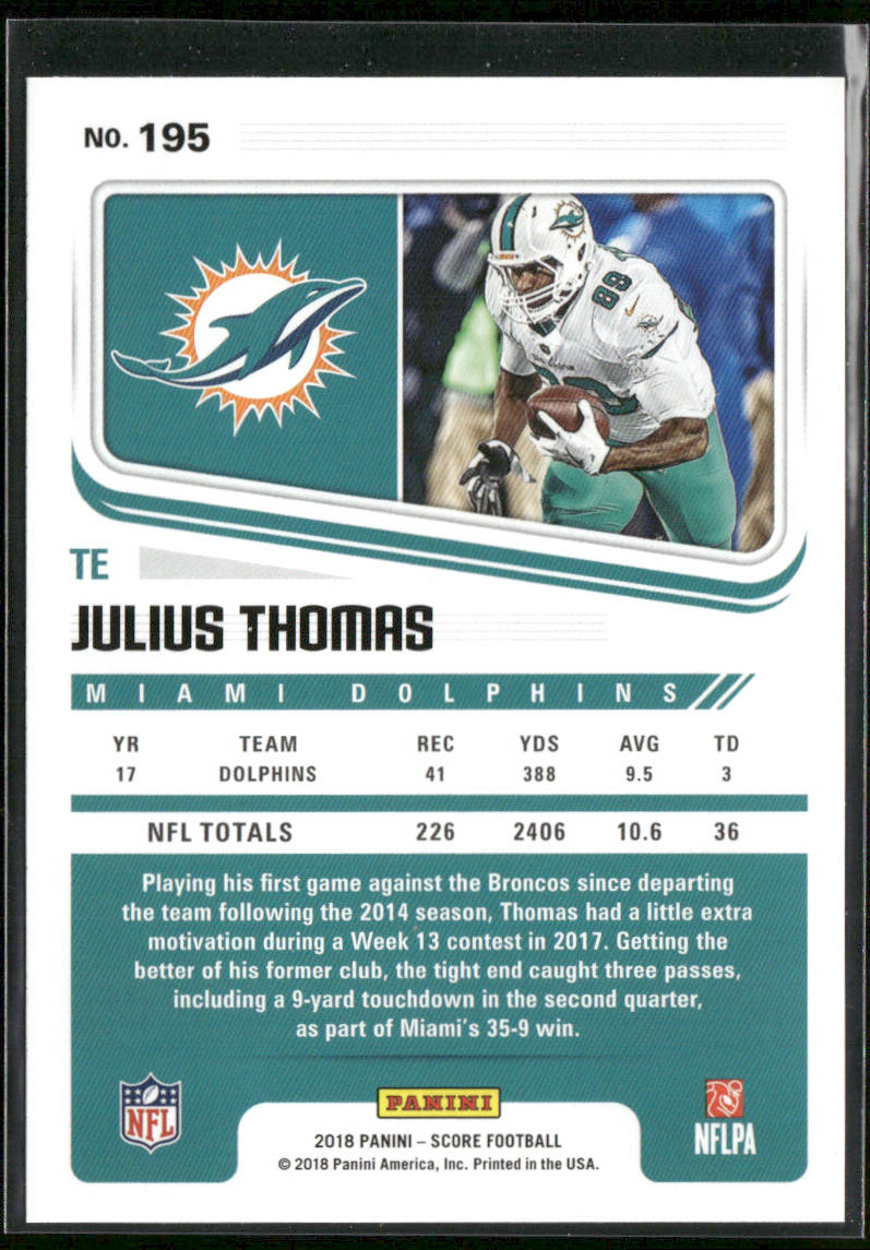 Julius Thomas 2018 Score #195 Miami Dolphins
