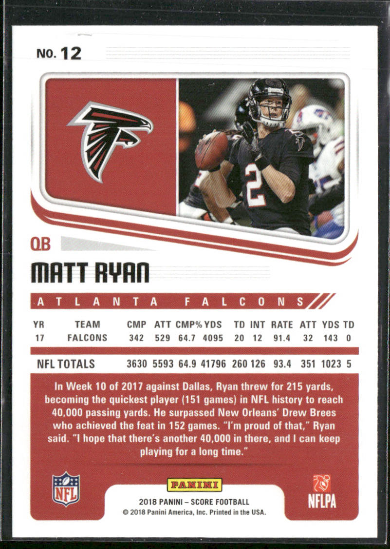 Matt Ryan 2018 Score #12 Atlanta Falcons