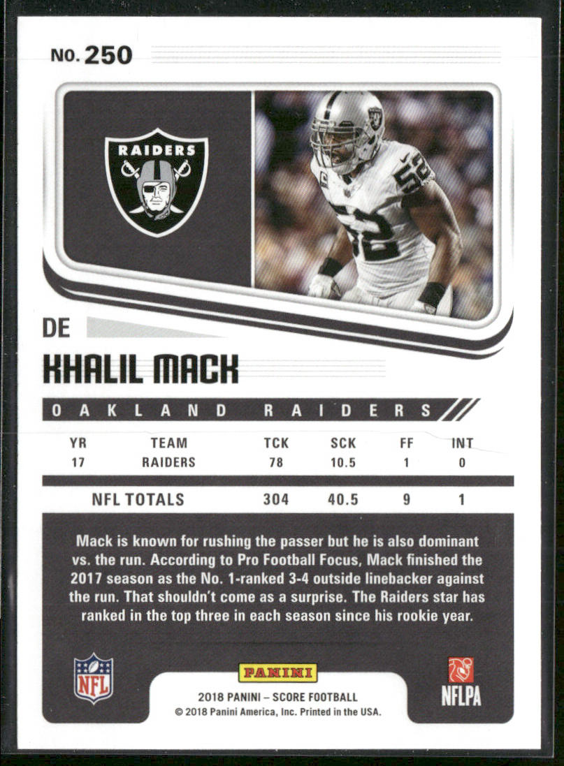 Khalil Mack 2018 Score #250 Oakland Raiders