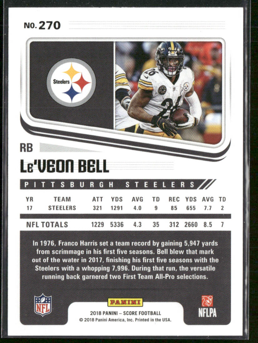 Le'Veon Bell 2018 Score #270 Pittsburgh Steelers