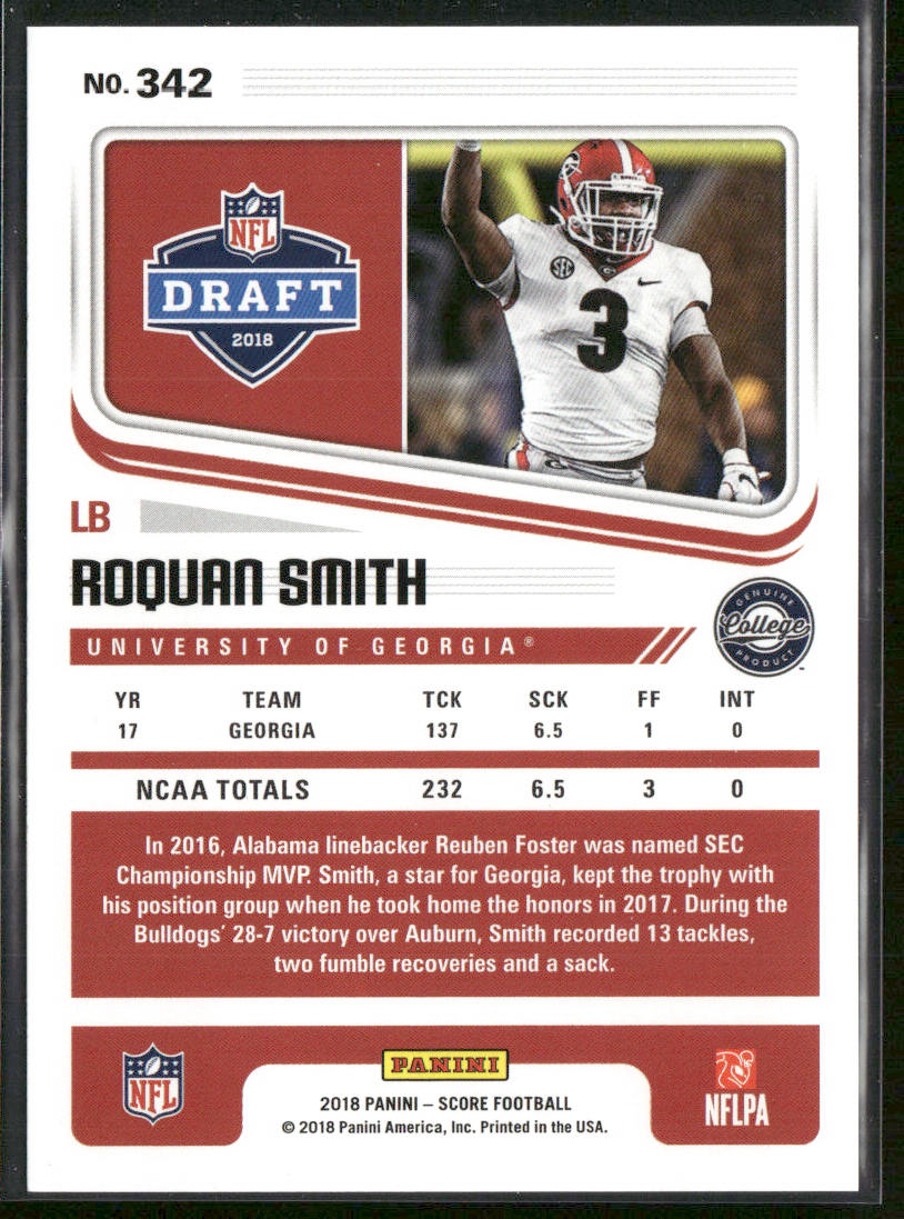 Roquan Smith 2018 Score #342 Georgia Bulldogs