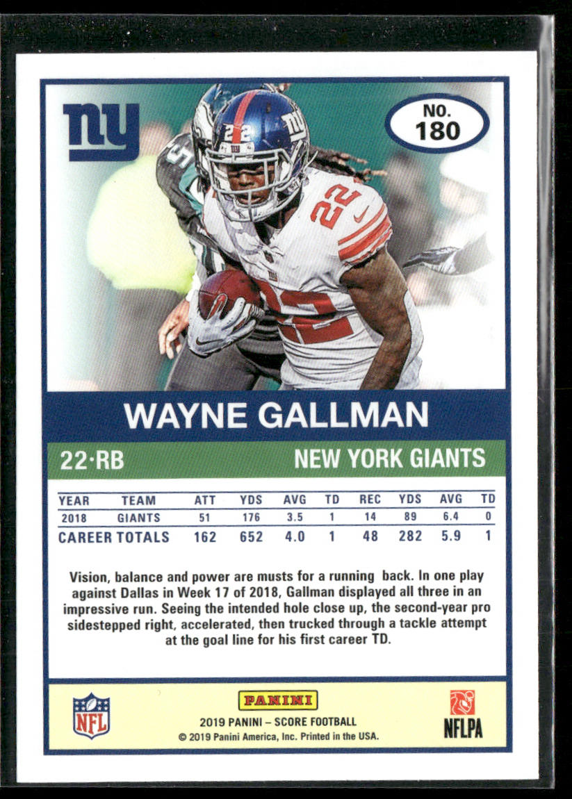 Wayne Gallman 2019 Score #180 New York Giants