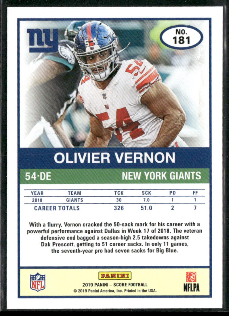 Olivier Vernon 2019 Score #181 New York Giants