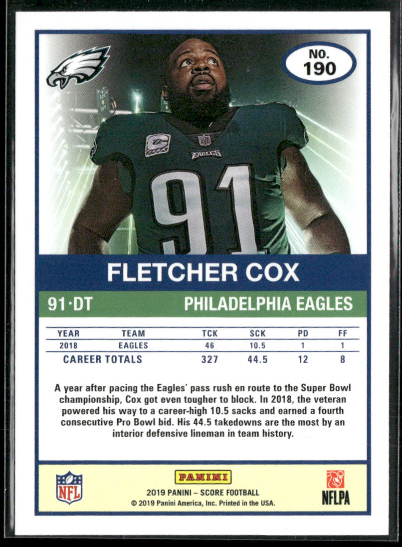 Fletcher Cox 2019 Score #190 Philadelphia Eagles