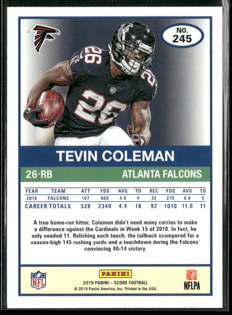 Tevin Coleman 2019 Score #245 Atlanta Falcons