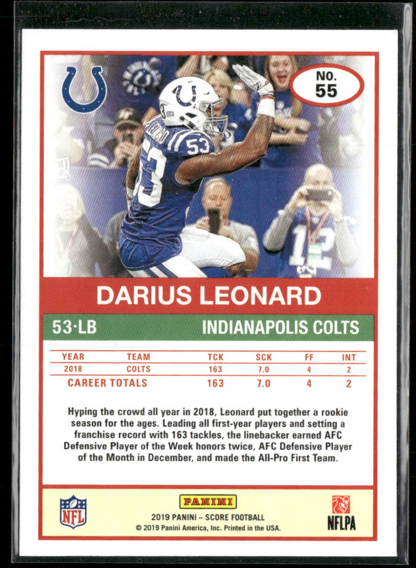 Darius Leonard 2019 Score #55 Indianapolis Colts