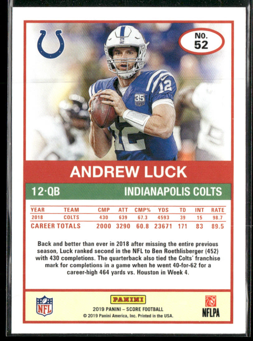 Andrew Luck 2019 Score #52 Indianapolis Colts