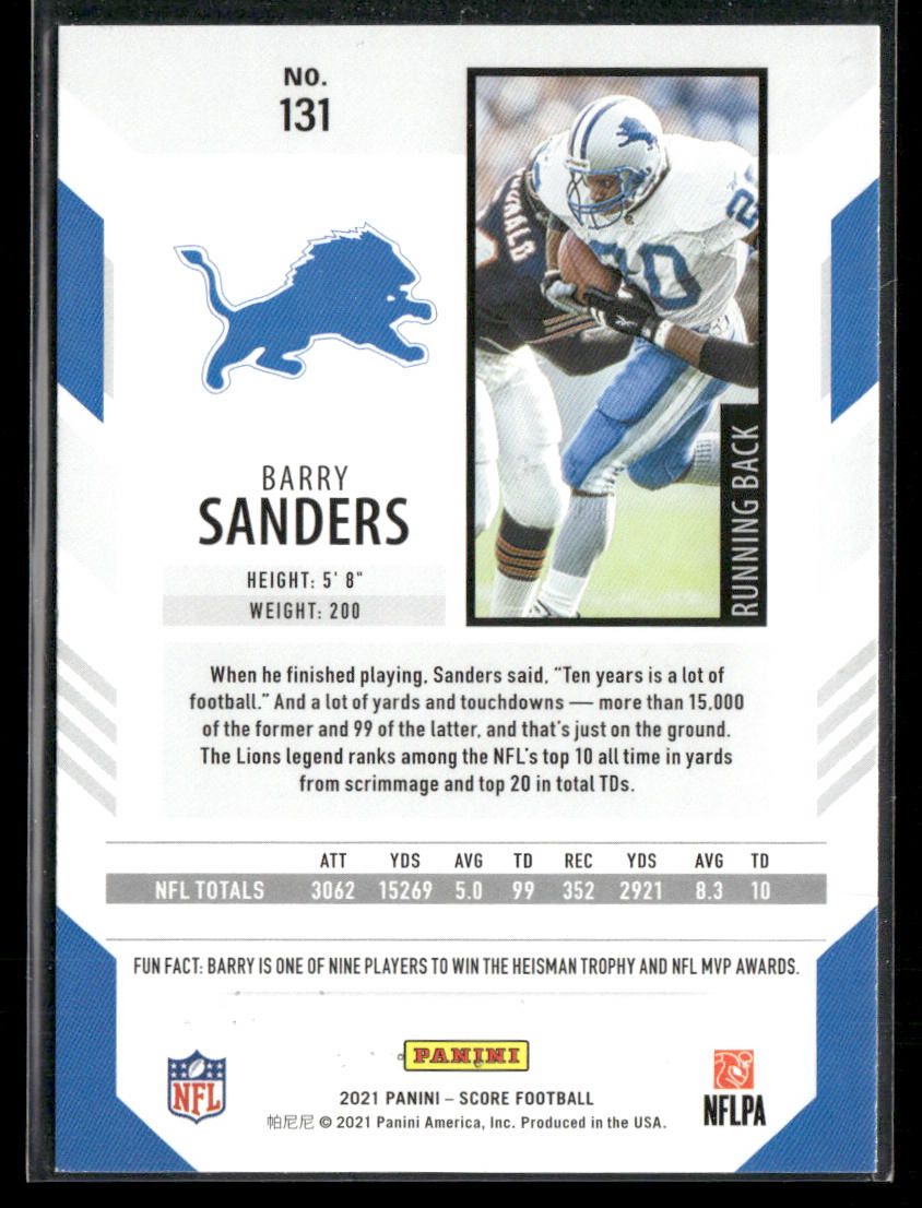 Barry Sanders 2021 Score #131 Detroit Lions