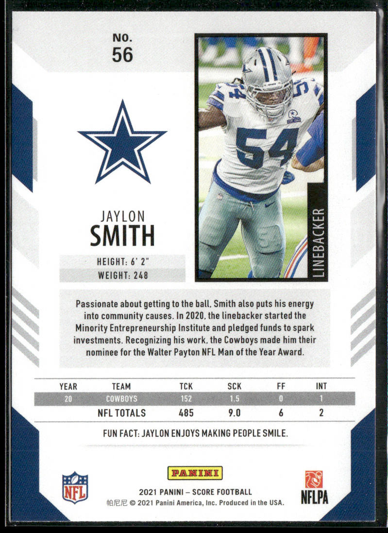 Jaylon Smith 2021 Score #56 Dallas Cowboys