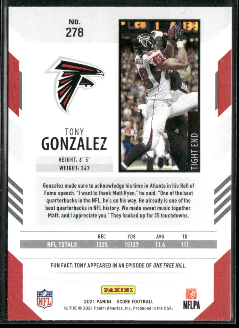 Tony Gonzalez 2021 Score #278 Atlanta Falcons