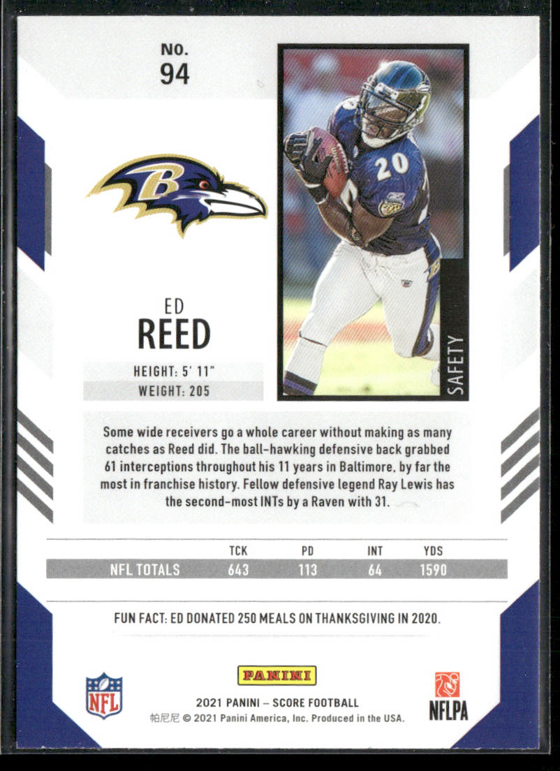 Ed Reed 2021 Score #94 Baltimore Ravens