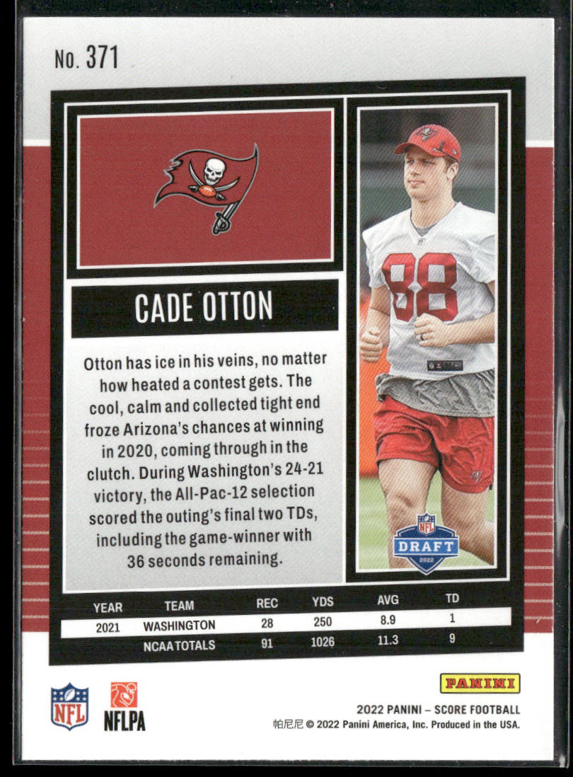 Cade Otton 2022 Score #371 RC Tampa Bay Buccaneers