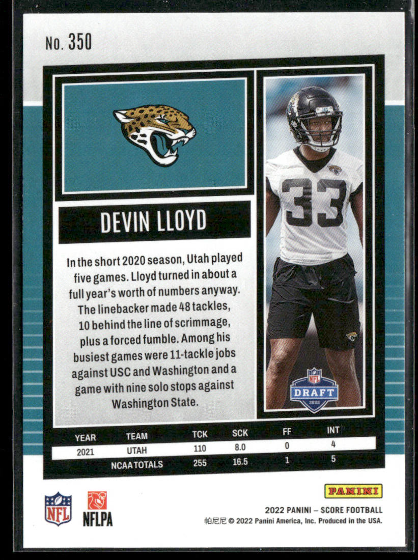Devin Lloyd 2022 Score #350 RC Jacksonville Jaguars