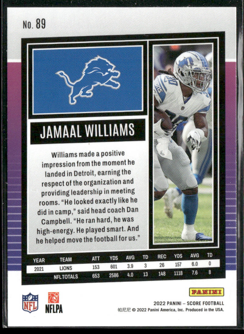 Jamaal Williams 2022 Score #89 Detroit Lions